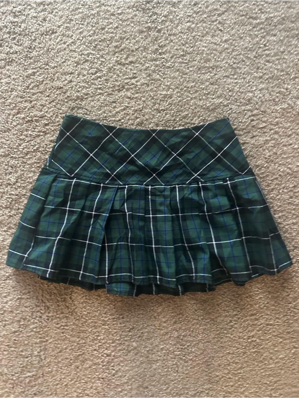 Hot Topic Green Plaid Pleated Mini Skirt
